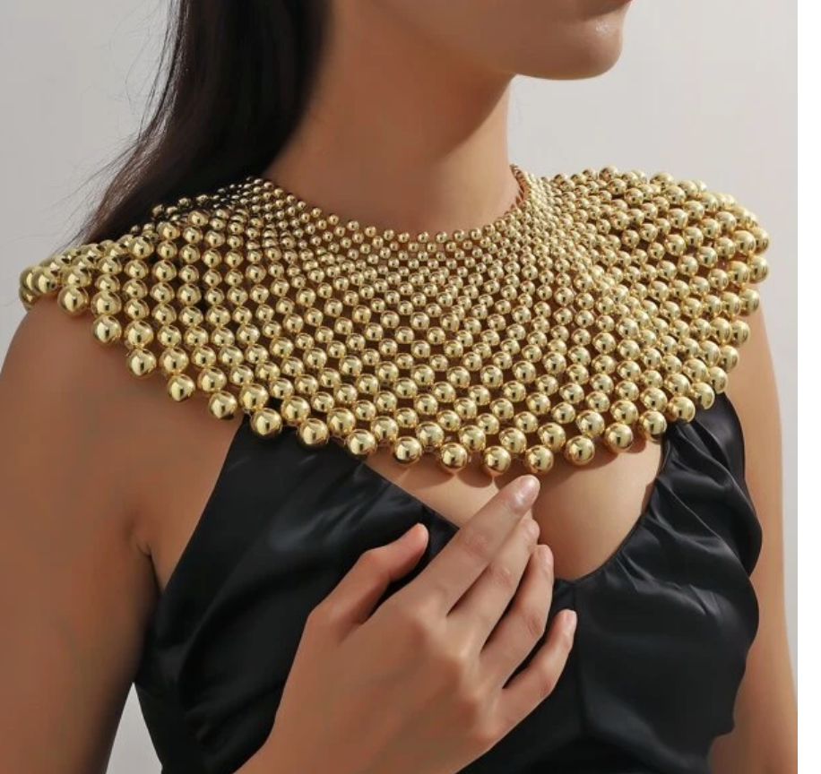 Gold Beaded Choker Necklace