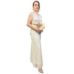 Exclusive 1920s Beaded Wedding Gown Adult Costume w/ Bouquet