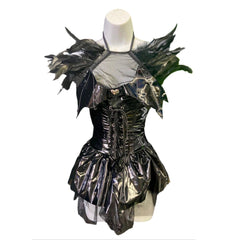 Gothic Vinyl Feathered Corset Dress