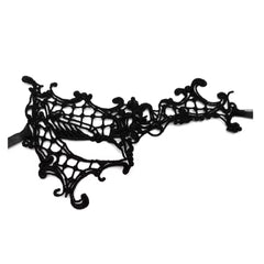 Demi Black Brocade Lace Half Mask