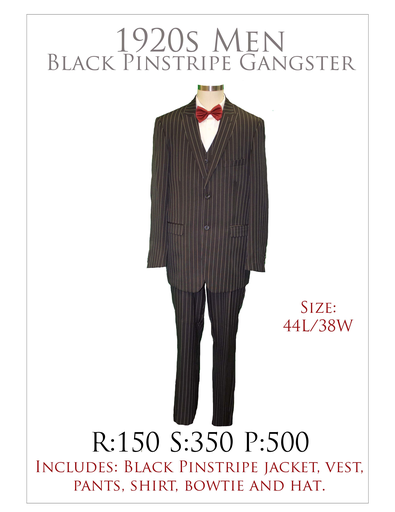 1920s Men, 3pc Pinstripe Gangster Suit