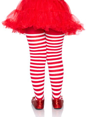 Girl's Red/White Striped Tights