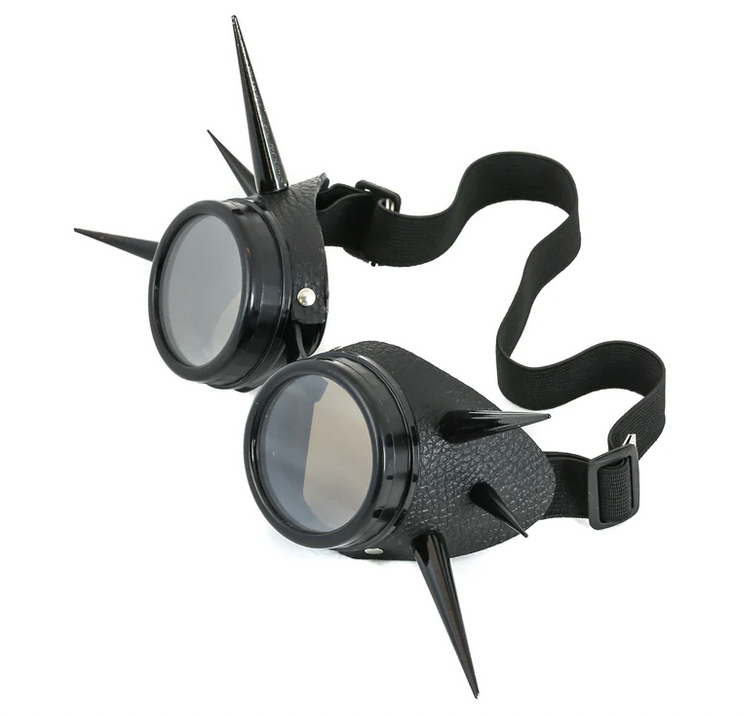 2" Tall Spike Black Leather Goggles