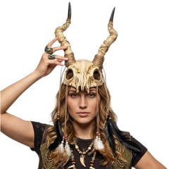 Bone Goat Skull Mask Headpiece