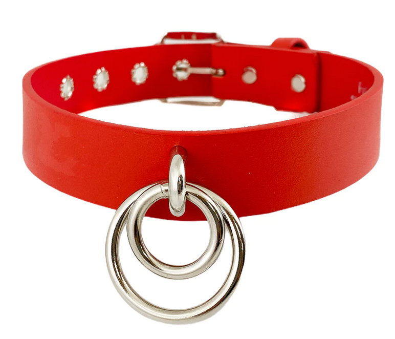 1 1/4" Leather Choker with Double Ring