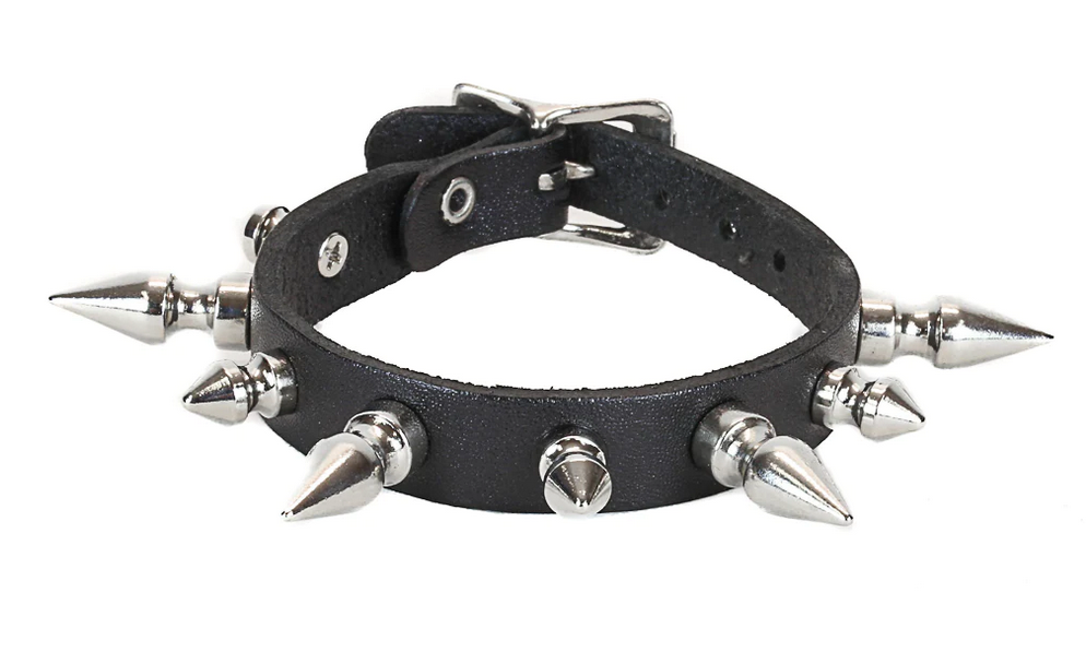 1/2" Leather Buckle Bracelet with 1/2" and 1" Spikes