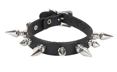 1/2" Wide Leather Buckle Bracelet with 1" Spikes