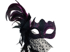 Hot Pink Venetian Mask with Feather