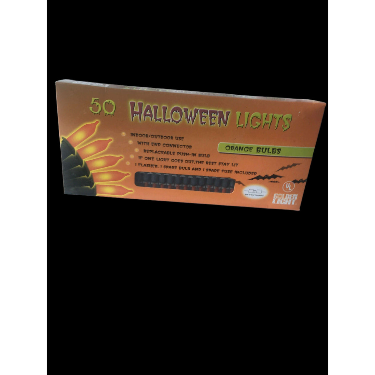 50 Orange Halloween Lights w/ Connector