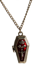 Blood Red Gold Coffin Casket Necklace