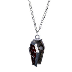 Blood Red Silver Coffin Casket Neckalce