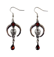 Crescent Moon Blood Drip Bat Earrings