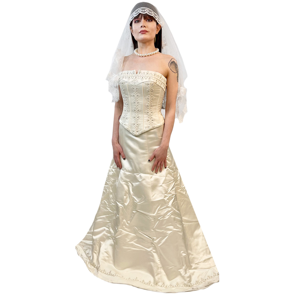 Vintage Corset Sleeveless Wedding Dress Adult Costume