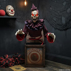 5 Ft. "Jack-in-the-Box" Skeleton Clown - Mechanical Halloween Decoration