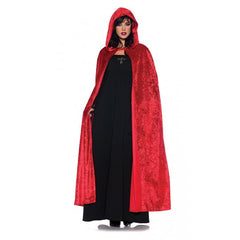 55" Witch Hooded Red Velvet Unisex Cloak