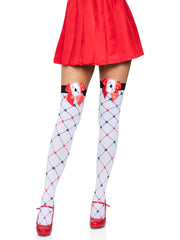 Woven Diamond Card Suit Thigh Highs