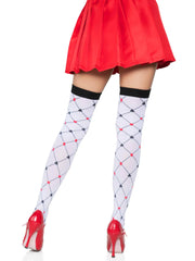 Woven Diamond Card Suit Thigh Highs