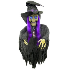 6' Animated Digital Eyes Hanging Witch