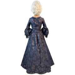 Premiere High Class Dark Blue Colonial Dress with Front Corset Adult Costume