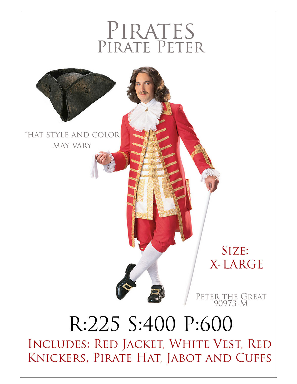 Pirate Peter The Greater Adult Costume XL RENT