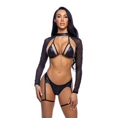 Iridescent Garter Strap Bikini Set