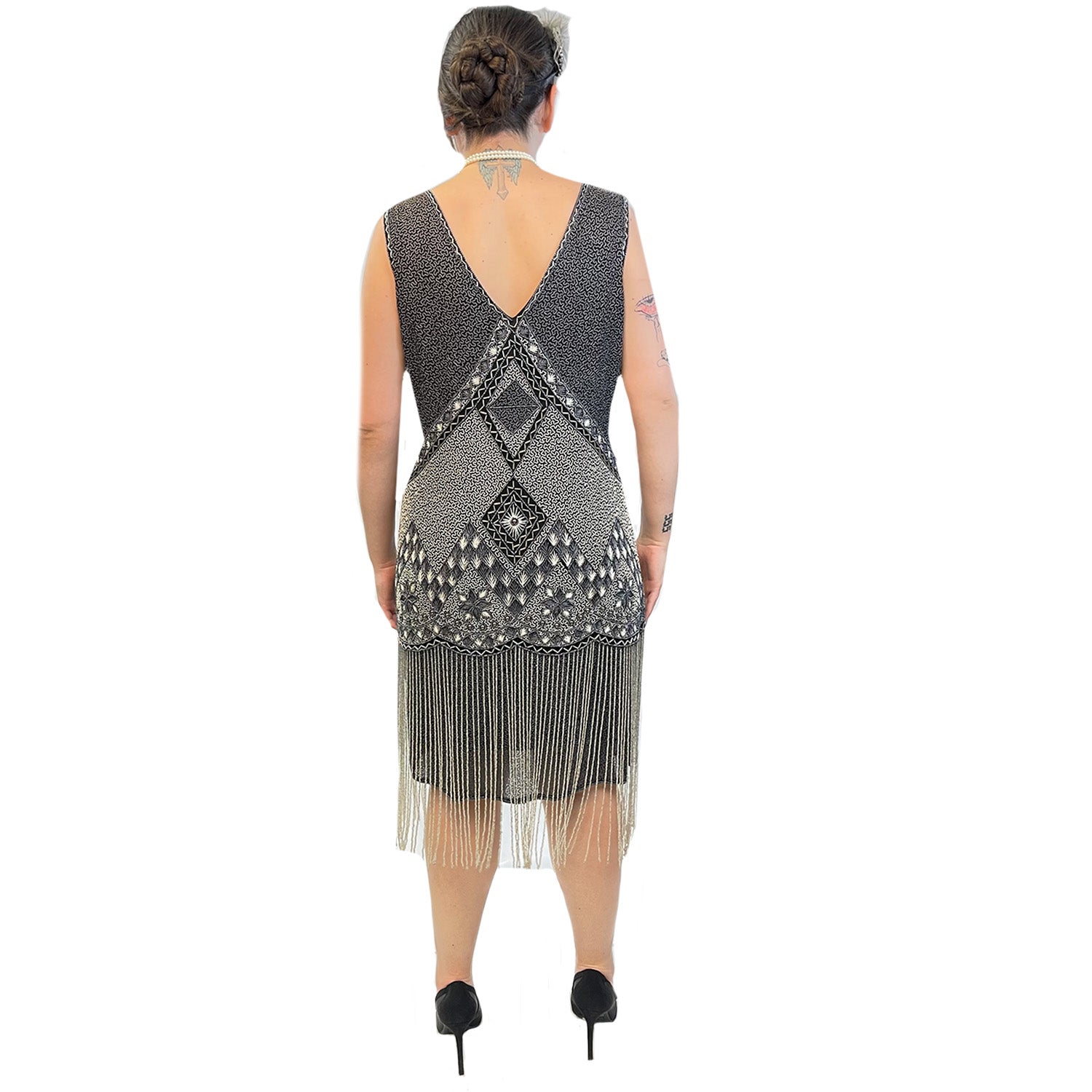 Premiere 1920s Black and Grey Beaded Flapper Dress Adult Costume