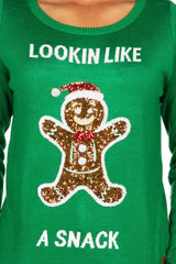 Lookin’ Like a Snack Women's Sequin Ugly Christmas Sweater