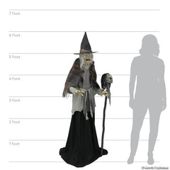 6' Lunging Witch With Digital Eyes - Animated Prop