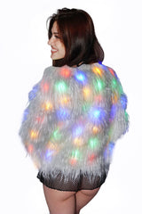 LED White Faux Fur Jacket