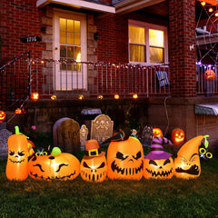 7' Halloween Inflatable Horizontal Jack O' Lantern Row