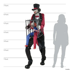 7' Rotten Ringmaster with Caged Clown Animated Prop Decoration