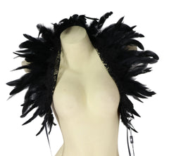 Black Feather Lace Shoulder Cape