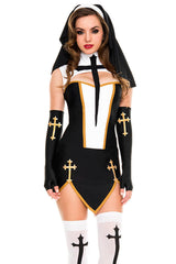 Bad Habit Black & Gold Sexy Nun Women's Costume