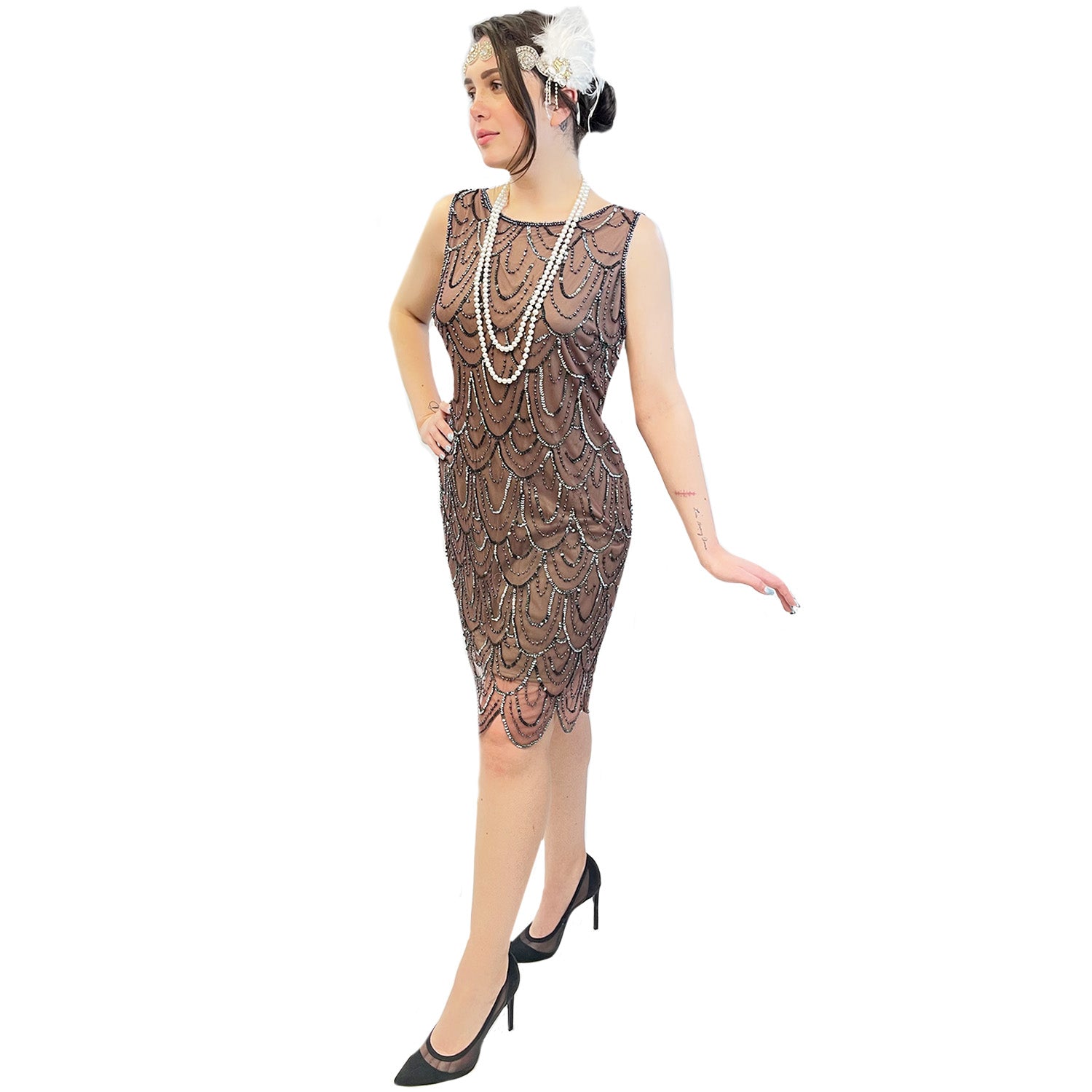 Classic 1920s Scalloped Sequin Flapper Dress Women's Adult Costume
