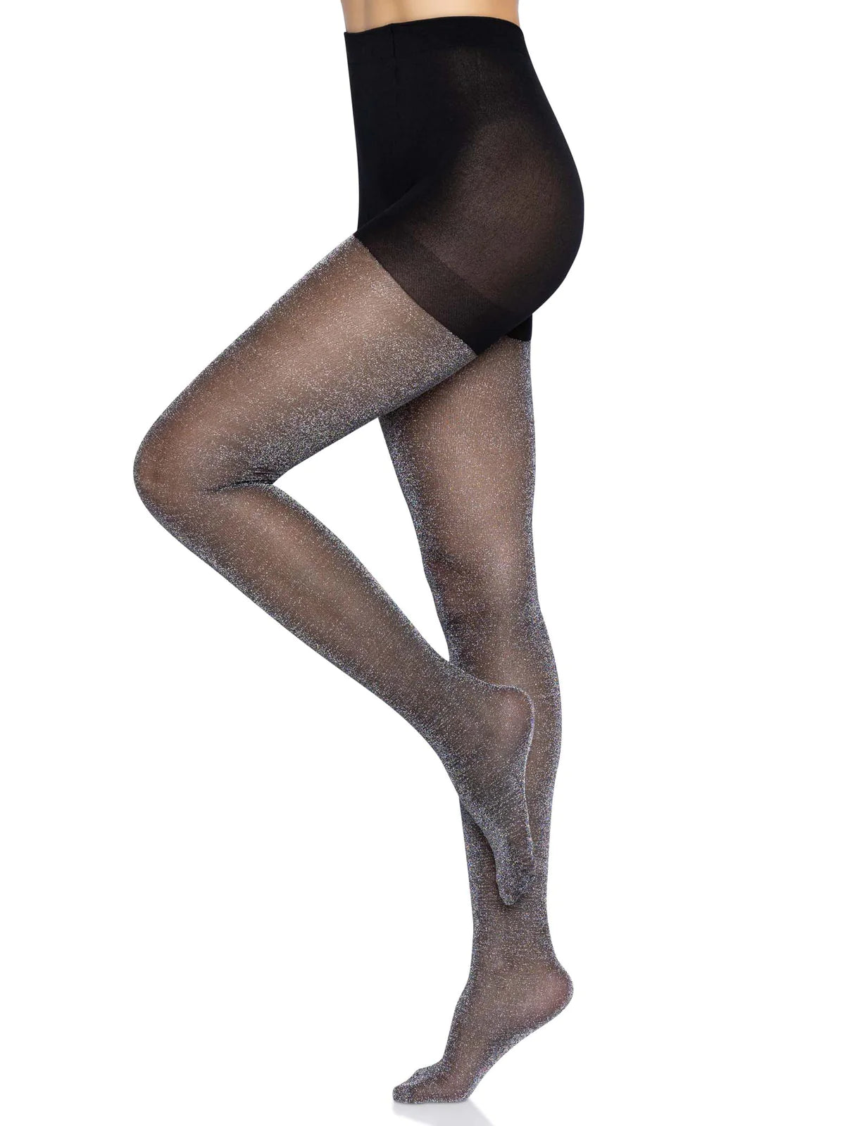 Black Silver Shimmer Tights for Women