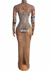 Luxury Rhinestone Mirrored Embellished Dress