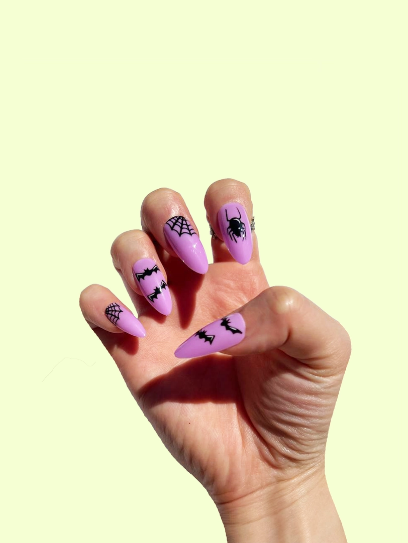 Purple Halloween Almond Shaped Press On Nails