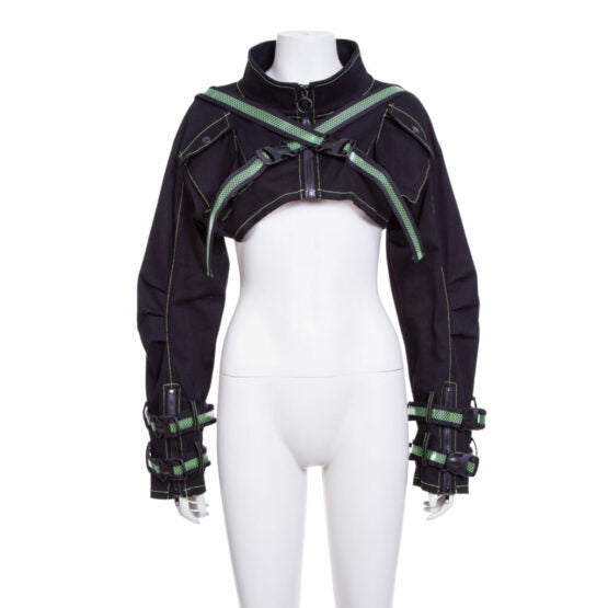 Cyber Punk Ultra Cropped Jacket with Buckle Straps