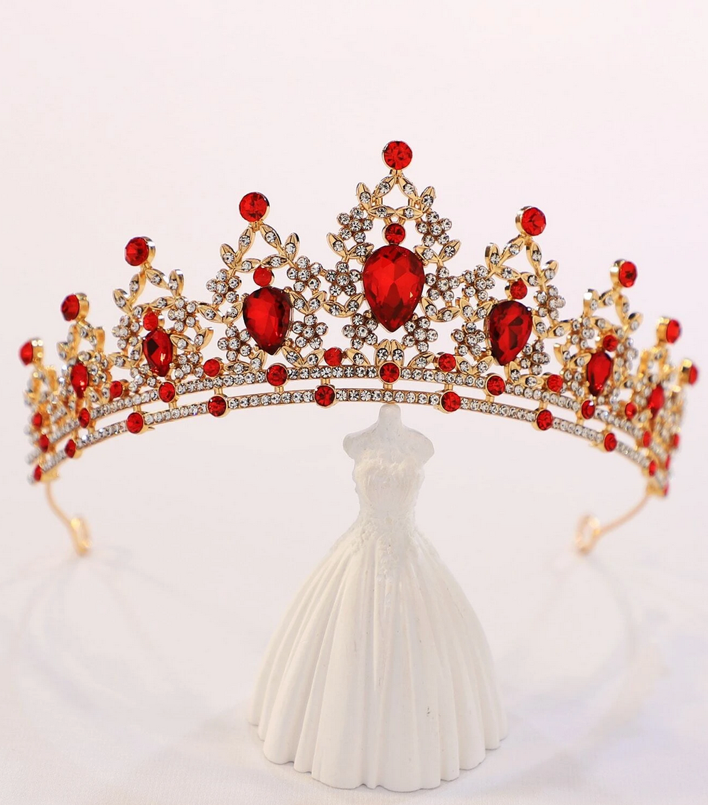 Rhinestone Red and Gold Crown