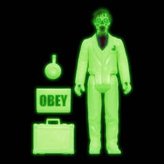 They Live: 3.75" Glow In The Dark Male Ghoul ReAction Collectible Action Figure w/ Briefcase, Newspaper, and Spy Drone