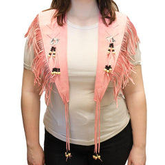 Leatherlike Beaded Fringe Cowgirl Vest