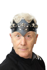 Black Leatherlike Skull Crown w/ Elastic Tie