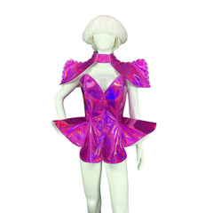 Out Of This World PU Leather Holographic Fuchsia Costume Set