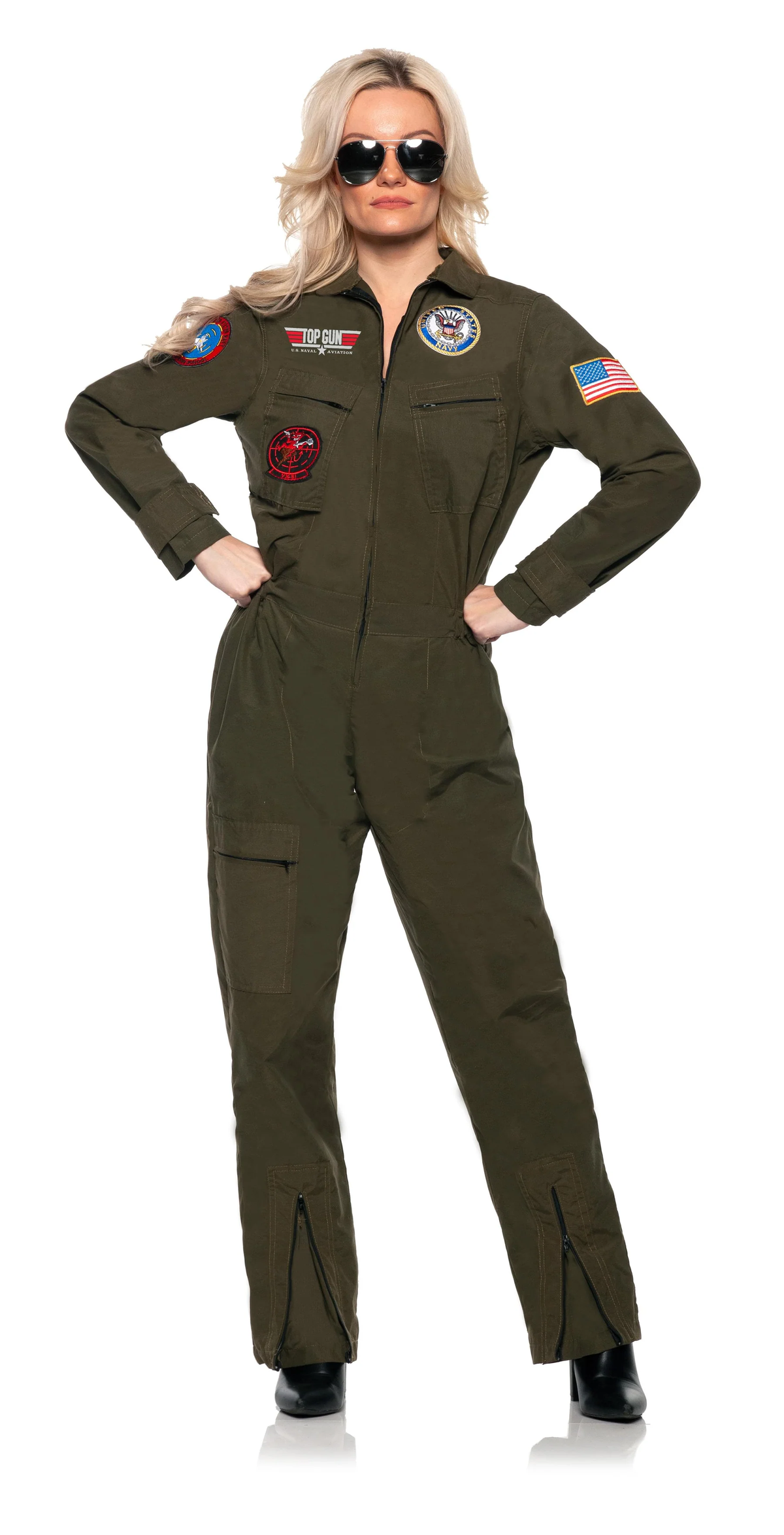 Top Gun Pilot Jumpsuit Women's Adult Costume
