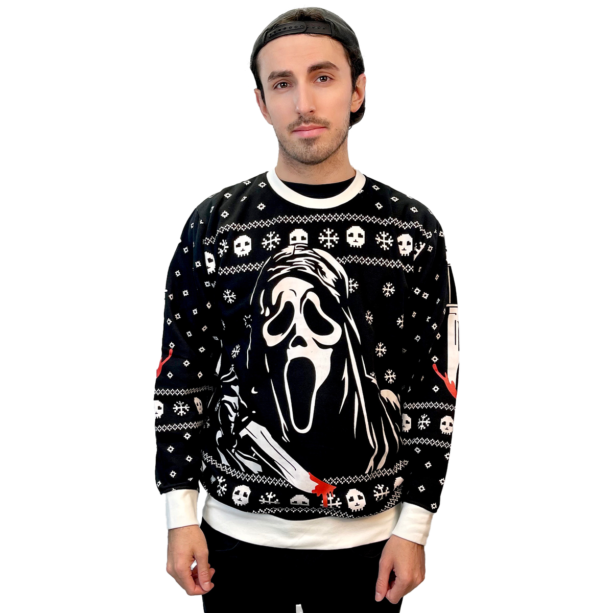 Ghostface Printed Graphic Holiday Sweater