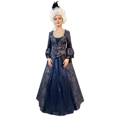 Premiere High Class Dark Blue Colonial Dress with Front Corset Adult Costume