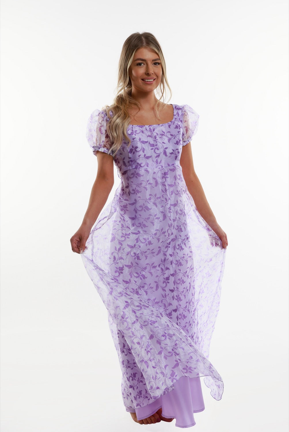 Lavender Adult Regency Puffy Sleeve Dress