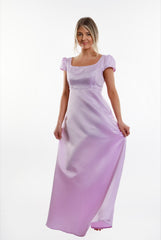 Lilac Regency Adult Satin Puffy Sleeve Dress