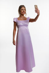 Lilac Regency Adult Satin Puffy Sleeve Dress