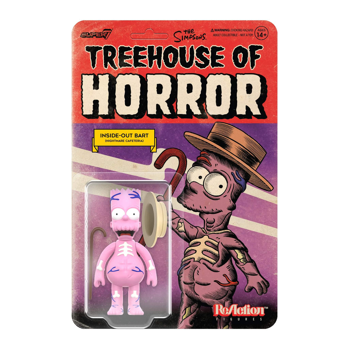 The Simpsons: 3.75" Treehouse of Horror Inside Out Bart Simpson ReAction Collectible Action Figure w/ Hat & Cane